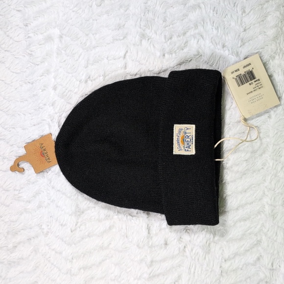 484. Faherty Core Logo Beanie | Color: Black - Picture 2 of 4